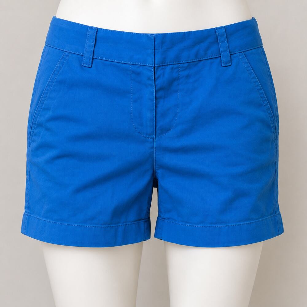J.Crew Chino Shorts Blue Women’s Size 2 Flat Front Cotton Casual Preppy